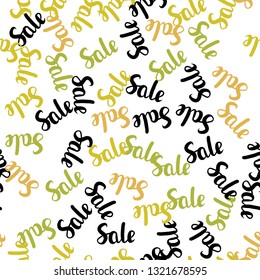 Light Green, Yellow vector seamless layout with discount of 70, 90%. Colored words of sales with gradient on white background. Pattern for ads, posters, banners of sales.