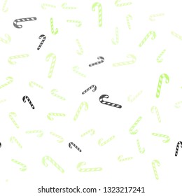 Light Green, Yellow vector seamless texture with xmas sweets, candies.