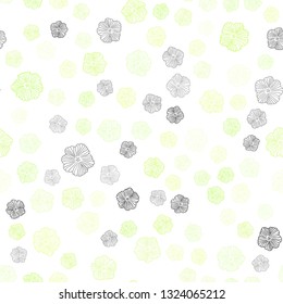 Light Green, Yellow vector seamless natural background with flowers. Abstract illustration with flowers in doodles style. Texture for window blinds, curtains.