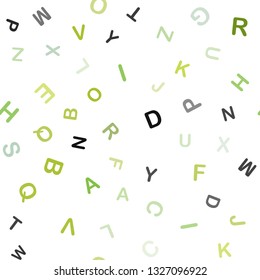 Light Green, Yellow vector seamless texture with ABC characters. Colored alphabet signs with gradient on white background. Texture for window blinds, curtains.