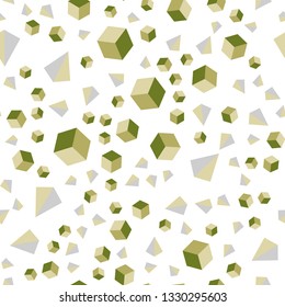 Light Green, Yellow vector seamless, isometric texture with poly style with cubes. Abstract illustration with colorful lines, cubes. Pattern for design of fabric, wallpapers.