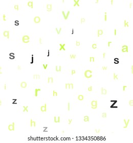 Light Green, Yellow vector seamless layout with latin alphabet. Blurred design in simple style with signs of alphabet. Template for business cards, websites.