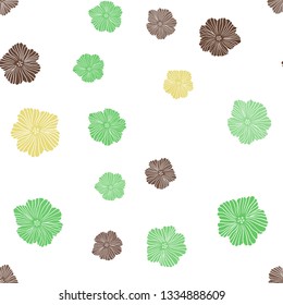Light Green, Yellow vector seamless abstract background with flowers. Flowers with gradient on white background. Design for textile, fabric, wallpapers.