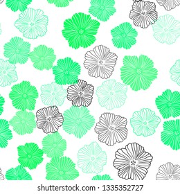 Light Green, Yellow vector seamless abstract background with flowers. Abstract illustration with flowers in doodles style. Design for wallpaper, fabric makers.