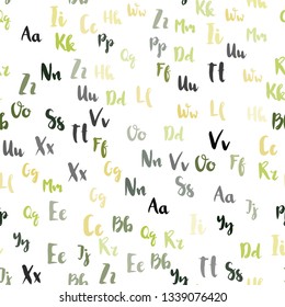 Light Green, Yellow vector seamless texture with ABC characters. Abstract illustration with colored latin alphabet. Template for business cards, websites.