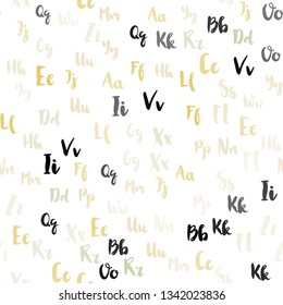 Light Green, Yellow vector seamless texture with ABC characters. Shining illustration with ABC symbols on abstract template. Template for business cards, websites.