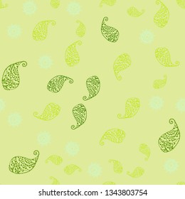 Light Green, Yellow vector seamless doodle backdrop with leaves and flowers. Creative illustration in blurred style with leaves, flowers. Brand new style for your business design.