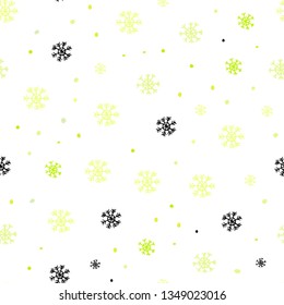 Light Green, Yellow vector seamless cover with beautiful snowflakes. Colorful snowflakes with gradient on abstract background. Pattern for trendy fabric, wallpapers.