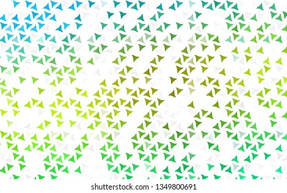 Light Green, Yellow vector seamless template with crystals, triangles. Glitter abstract illustration with triangular shapes. Pattern for design of window blinds, curtains.