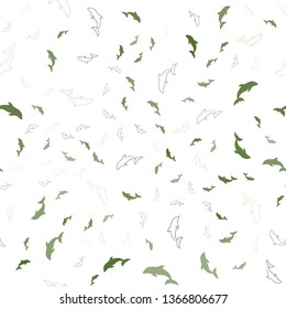 Light Green, Yellow vector seamless backdrop with ocean dolphins. Shining illustration of colorful gradient sea dolphins. Pattern for websites of animals.