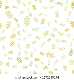 Light Green, Yellow vector seamless natural artwork with leaves, branches. Brand new colored illustration with leaves and branches. Design for wallpaper, fabric makers.