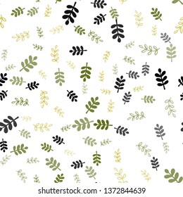 Light Green, Yellow vector seamless natural artwork with leaves, branches. Glitter abstract illustration with leaves and branches. Design for textile, fabric, wallpapers.