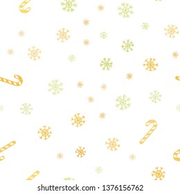 Light Green, Yellow vector seamless background with sweet xmas lollipops.