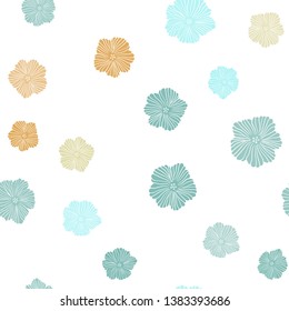 Light Green, Yellow vector seamless elegant background with flowers. Flowers in natural style on white background. Design for textile, fabric, wallpapers.