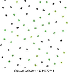 Light Green, Yellow vector seamless texture with colored snowflakes. Shining colorful illustration with snow in christmas style. Texture for window blinds, curtains.