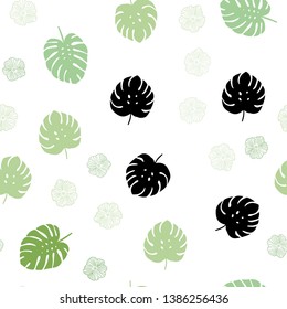 Light Green, Yellow vector seamless natural backdrop with flowers, leaves. Creative illustration in blurred style with leaves, flowers. Template for business cards, websites.