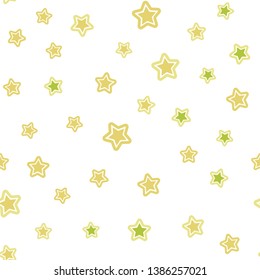 Light Green, Yellow vector seamless template with sky stars. Shining colored illustration with stars. Pattern for trendy fabric, wallpapers.