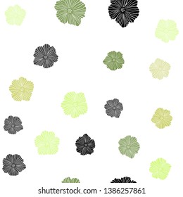 Light Green, Yellow vector seamless natural background with flowers. Colorful illustration in doodle style with flowers. Design for textile, fabric, wallpapers.
