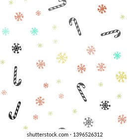 Light Green, Yellow vector seamless pattern with delicious xmas candies.