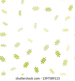Light Green, Yellow vector seamless elegant template with leaves. Colorful abstract illustration with leaves in doodle style. Design for textile, fabric, wallpapers.