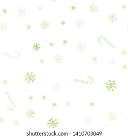 Light Green, Yellow vector seamless template with sweet christmas sticks.
