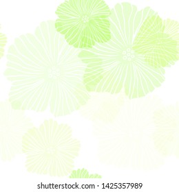 Light Green, Yellow vector seamless doodle backdrop with flowers. Glitter abstract illustration with flowers. Design for textile, fabric, wallpapers.