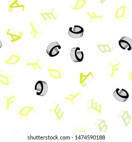 Light Green, Yellow vector seamless template with 3D isolated letters. Modern geometrical illustration with 3D ABC english symbols. Texture for window blinds, curtains.