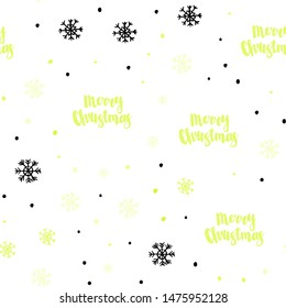 Light Green, Yellow vector seamless cover with beautiful snowflakes. Colorful snowflakes with gradient on abstract background. Pattern for design of fabric, wallpapers.