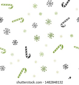 Light Green, Yellow vector seamless background with tasty xmas sweets.