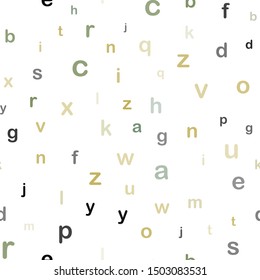 Light Green, Yellow vector seamless pattern with ABC symbols. Shining colorful illustration with isolated letters. Design for wallpaper, fabric makers.