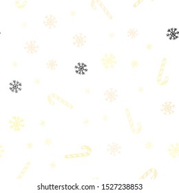 Light Green, Yellow vector seamless template with sweet christmas sticks.