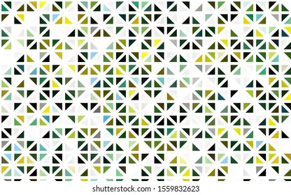 Light Green, Yellow vector seamless template with crystals, triangles. Illustration with set of colorful triangles. Pattern for design of window blinds, curtains.