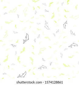 Light Green, Yellow vector seamless pattern with sea dolphins. Isolated sea dolphins on white background. Template for natural magazines.