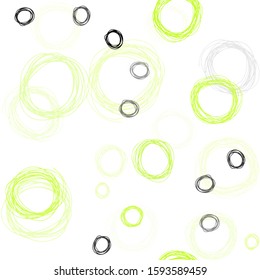 Light Green, Yellow vector seamless template with circles. Modern abstract illustration with colorful water drops. Pattern for design of fabric, wallpapers.