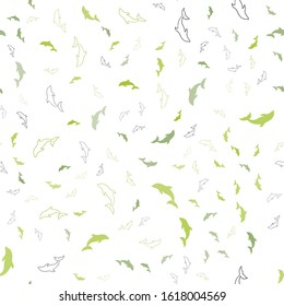 Light Green, Yellow vector seamless template with dolphins. Natural illustration with sea dolphins. Pattern for websites of animals.