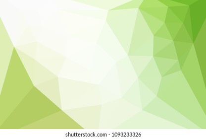 Light Green, Yellow vector shining triangular layout with a heart in a centre. Triangular geometric sample with gradient.  Best triangular design for your business.