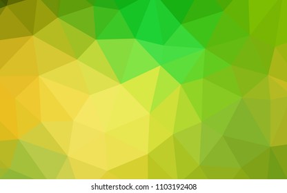 Light Green, Yellow vector shining triangular cover. Triangular geometric sample with gradient.  Triangular pattern for your design.