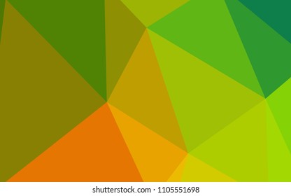 Light Green, Yellow vector shining triangular backdrop. Creative geometric illustration in Origami style with gradient. Template for cell phone's backgrounds.