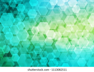 Light Green, Yellow vector shining hexagonal template. hexagonal geometric sample with gradient.  Brand new design for your business.