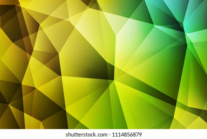 Light Green, Yellow vector shining triangular cover. Creative geometric illustration in Origami style with gradient. Pattern for a brand book's backdrop.