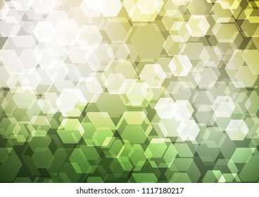 Light Green, Yellow vector shining hexagonal template. Glitter abstract illustration with an elegant design. hexagonal pattern for your business design.
