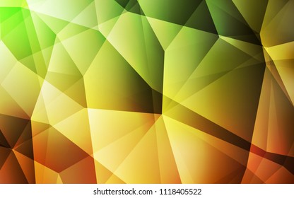 Light Green, Yellow vector shining triangular backdrop. Creative illustration in halftone style with triangles. Completely new template for your banner.