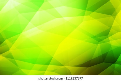 Light Green, Yellow vector shining triangular cover. Colorful illustration in abstract style with triangles. Brand new design for your business.
