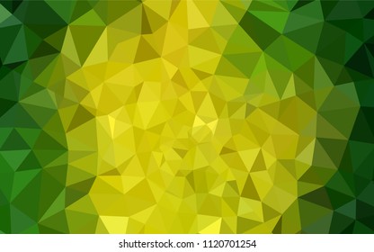 Light Green, Yellow vector shining triangular cover. Shining colorful illustration with triangles. Best triangular design for your business.