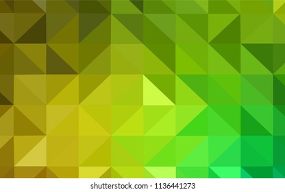 Light Green, Yellow vector shining triangular backdrop. Colorful abstract illustration with triangles. Best triangular design for your business.
