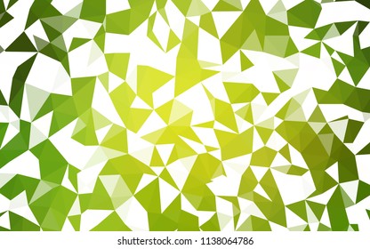 Light Green, Yellow vector shining triangular backdrop. Geometric illustration in Origami style with gradient.  New template for your brand book.
