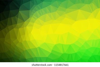 Light Green, Yellow vector shining hexagonal background. Glitter abstract illustration with an elegant design. Triangular pattern for your business design.