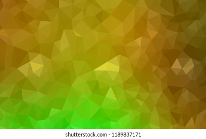 Light Green, Yellow vector shining triangular cover. Geometric illustration in Origami style with gradient.  Triangular pattern for your design.