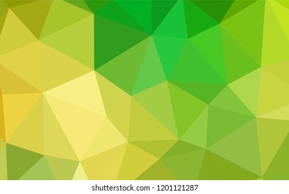 Light Green, Yellow vector shining triangular backdrop. Colorful abstract illustration with triangles. Brand new style for your business design.