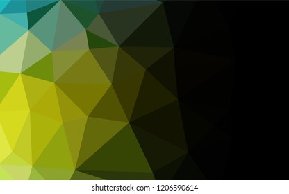Light Green, Yellow vector shining hexagonal template. Glitter abstract illustration with an elegant design. Triangular pattern for your business design.